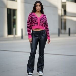 NWT English Factory Tiger Knit Cardigan – Cropped Button Down Y2K 90s Sweater